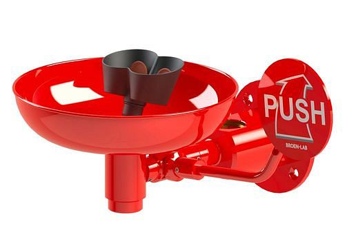 Douchette oculaire B-SAFETY avec bac collecteur, rouge, montage mural, 5/4" pour circulation, DVGW, 306256