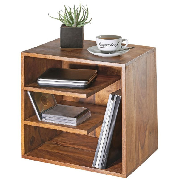Wohnling table d'appoint SURNAR 43 x 43 x 30 cm design en bois massif Sheesham, WL5.676