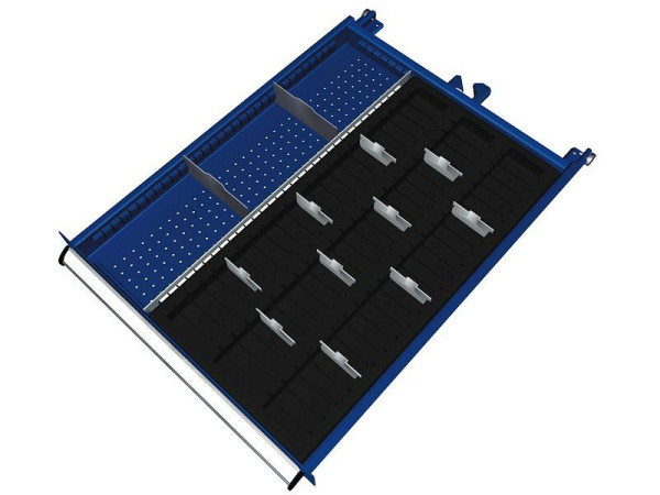 Kit de matériel de séparation KLW pour compartiment à tiroirs hauteur 50 mm dans armoire SEB, taille d'armoire 572 x 750 mm L x P, SEB-B08-032