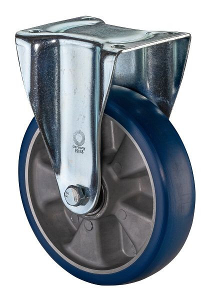 Roulette fixe pour charges lourdes BS Wheels, roue en polyuréthane 83 Shore, jante en aluminium, roulement à billes, platine, diamètre : 200 mm, N110.B92.200