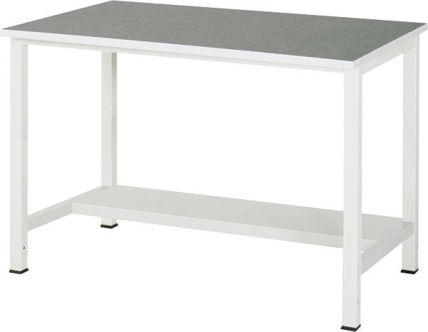 Table de travail RAU série 900, L1250xP800xH825mm, plateau avec revêtement universel/linoléum, avec étagère en bas, profondeur 320mm, 03-900-3-L25-12.12