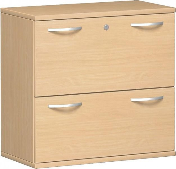 geramöbel classeur 2 dossiers suspendus avec verrouillage centralisé et serrure de tiroir, verrouillable, 800x425x768, hêtre/hêtre, N-10HR208-BB