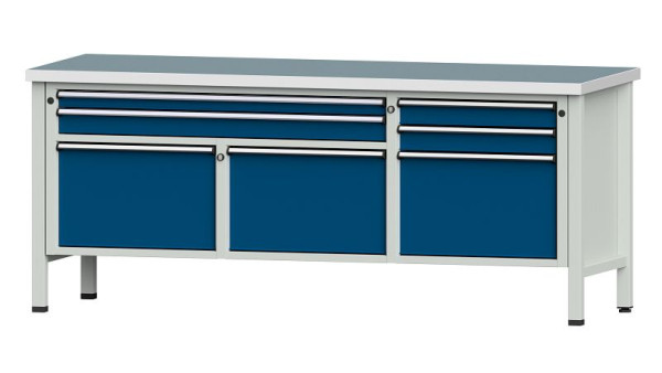 Établis ANKE Établi en caisson, modèle 281 V, 2000 x 700 x 840 mm, RAL 7035/5010, UBP 40 mm, 304.524
