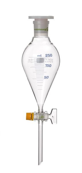 Ampoule à décanter Rettberg, 1000 ml, forme poire, graduée, clé en verre NS 18,8/6 mm, bouchon PE NS 29/32, 114111154