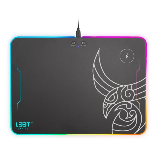 L33T Gaming KVENNAVAGN RGB Tapis de souris de jeu rigide avec fonction de chargement Qi, 160378