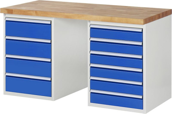 Etabli RAU série 7000 - modèle 7821-3, L1500 x P700 x H890 mm, base système L1500 x P650 x H850 mm, 03-7821A3-157B4M.11