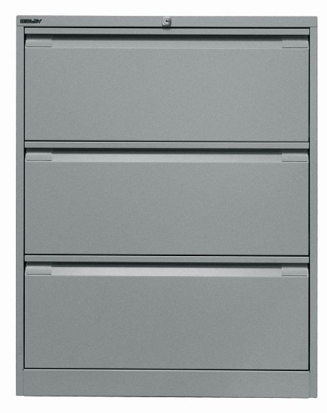 Classeur suspendu Bisley, double rail 3 tiroirs HR, argent, DF3355