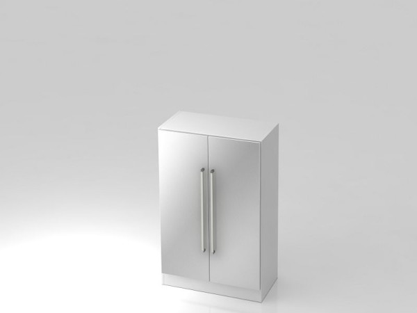 Armoire Hammerbacher 3OH avec panneau de base poignée chromée blanc/argent, 80x42x127 cm (LxPxH), V7550/W/S/CE