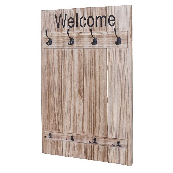 Armoire murale Mendler HWC-C89 Welcome, panneau d'armoire d'armoire, look vintage shabby, 91x60cm, marron naturel, 61924