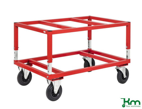 Transpalette Kongamek 1200x1000x655 mm, rouge, avec frein, KM222-FIN-RB