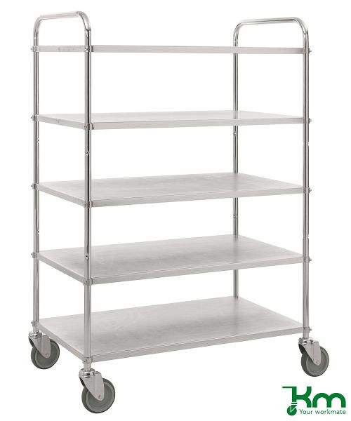 Kongamek Light Shelf Trolley, 4 roulettes pivotantes, galvanisé, 5 étagères, KM4124-E