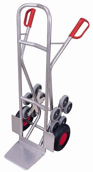 Diable-escalier VARIOfit en aluminium, 2 étoiles à roues à cinq bras, dimensions extérieures : 610 x 705 x 1 310 mm (LxPxH), ap-1302