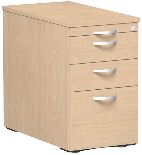 conteneur debout geramöbel avec dossiers suspendus et 2 tiroirs en métal, guide de tiroir à roulettes en métal, 438x800x720, hêtre/hêtre/hêtre, N-0308HR1-BBB