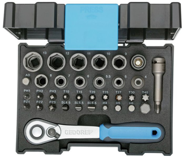 GEDORE boîte à douilles avec cliquet 1/4" 35 pièces, 2998211