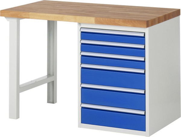 Etabli RAU série 7000 - conception modulaire, conteneur de sous-structure (6x tiroirs), 1250x840x700 mm, 03-7515A1-127B4S.11