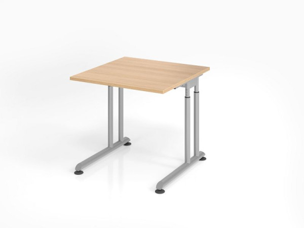 Bureau Hammerbacher ZS08, 80 x 80 cm, plateau : chêne, épaisseur 25 mm, chant épais en ABS, forme rectangulaire, argent, VZS08/E/S