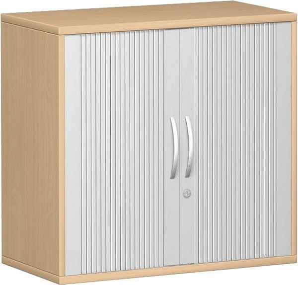 armoire à volets roulants geramöbel 1 étagère décorative, verrouillable, 800x425x768, argent/hêtre, N-10Q208-SB