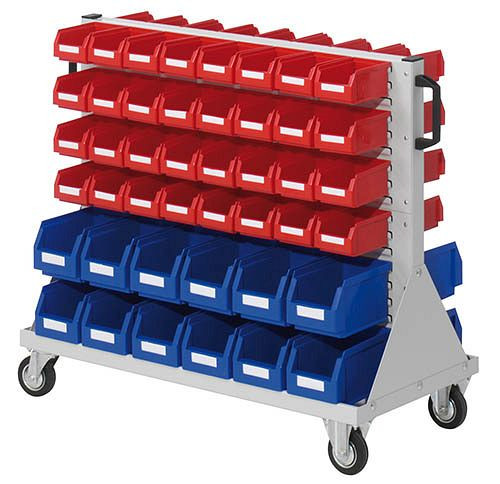Chariot Bedrunka+Hirth taille 2, 88 bacs de rangement, dimensions en mm (LxPxH) : 1000 x 500 x 890, 04.01.0913