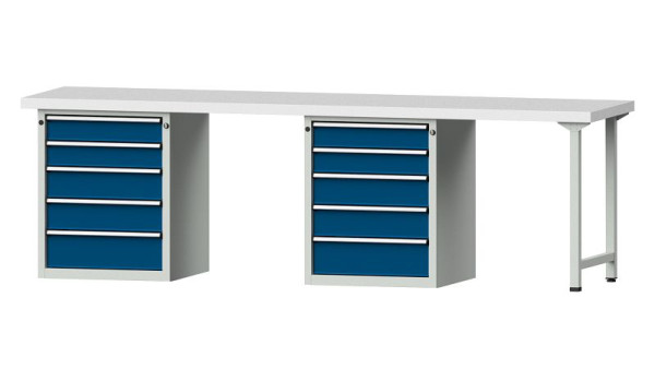 Établis ANKE Établi combiné, modèle 915 V, 2800 x 700 x 850 mm, RAL 7035/5010, KSP 50 mm, 415.134