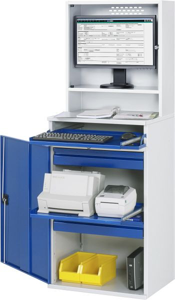 Armoire informatique RAU - modèle 66, L650 x P520 x H1770 mm, boîtier moniteur L650 x P250 x H710 mm, 07-650-M66-MG2.11