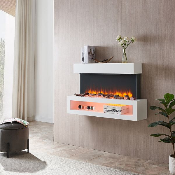 Cheminée électrique RICHEN Nikos, 2000 W, blanche, EF197A-MT197F-W
