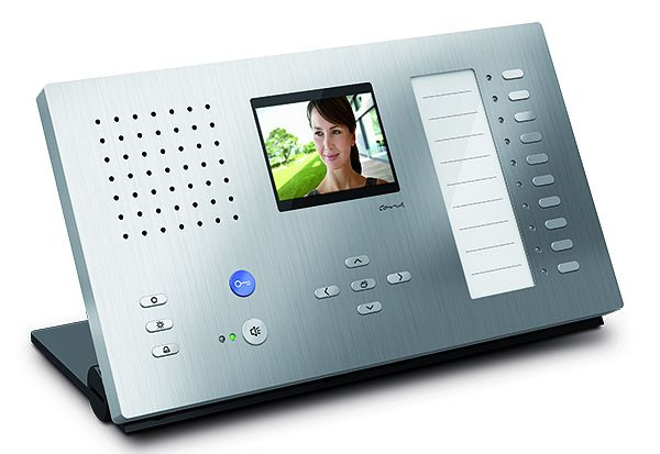Interphone vidéo intérieur TCS pour mains libres série Carus ADAPTO + appareil de bureau 10 boutons, argent, CAI2210-0150