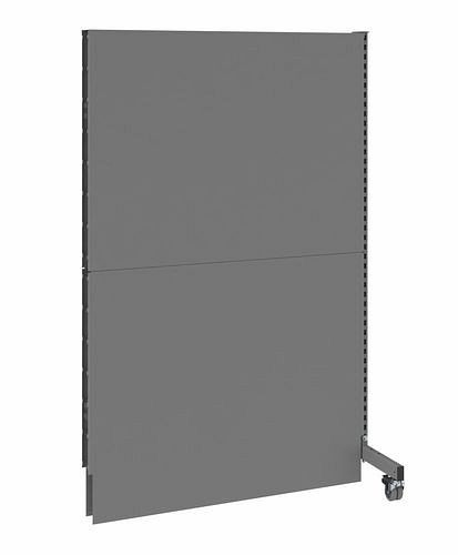 Cloison acoustique mobile DENIOS, panneau rapporté, L 1250, H 2000 mm, tôle perforée acoustique d'un côté, grise, 293076