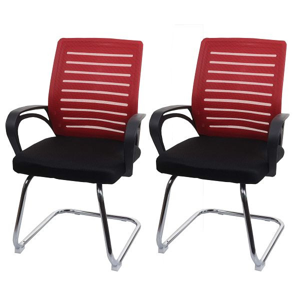 Ensemble de 2 chaises de conférence Mendler HWC-K51, chaise visiteur luge, capacité de charge 150 kg tissu/textile, rouge, 94535