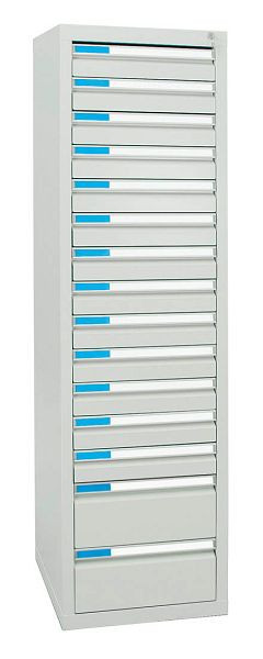armoire à tiroirs émoussés série ESTA, RAL 7035/7035, 15 tiroirs (13x100, 2x200 mm), 7605607