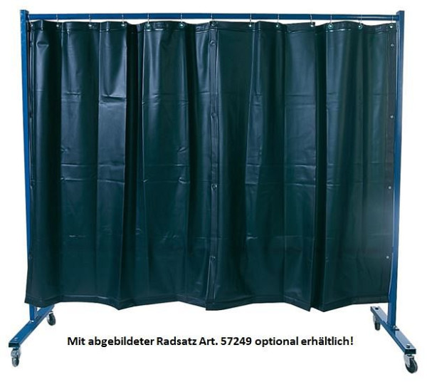 Mur de protection contre les soudures ELMAG, monobloc, avec rideau en film S9, vert foncé, mat, DIN EN 1598, largeur : 2,1 m, hauteur : 1,83 m, garde au sol : 165 mm, 57251