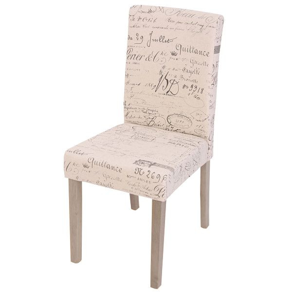 Chaise de salle à manger Mendler Littau, chaise de cuisine, tissu/textile, lettrage crème, pieds marron, 74399