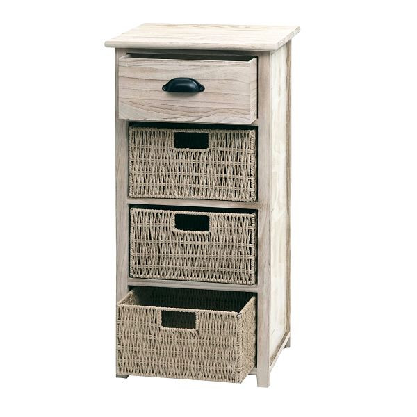 Commode Mendler HWC-K84 avec paniers, armoire à tiroirs, bois 83x40x29cm, naturel, paniers brun clair, 97647