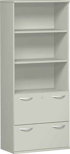 geramöbel armoire modulaire 1ère + 2ème hauteur de dossier dossier suspendu avec verrouillage central et serrure de tiroir, 800x425x1920, gris clair/gris clair, N-10M50830-LL