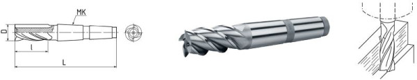 Fraise ELMAG HSS Co5 avec cône Morse DIN 845, Ø 63,0 mm, MK 5, denture grossière (courte), 73915