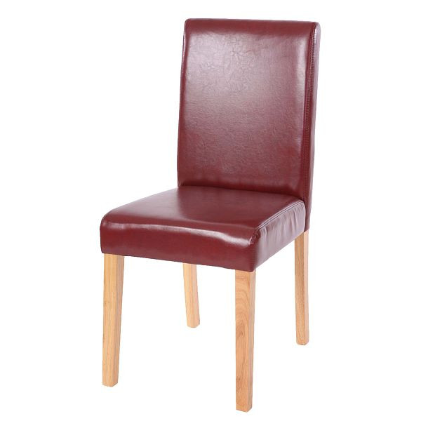 Chaise de salle à manger Mendler Littau, chaise de cuisine, similicuir, brun rouge, pieds légers, 74376