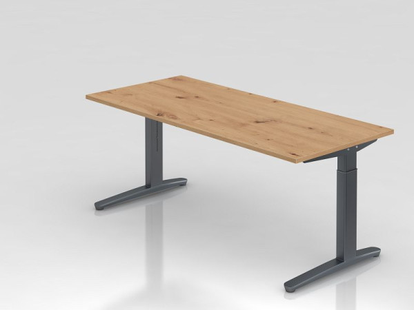 Bureau Hammerbacher XB19, 180 x 80 cm, plateau : chêne noueux, épaisseur 25 mm, chant ABS 2 mm, forme rectangulaire, graphite, VXB19/R/GG