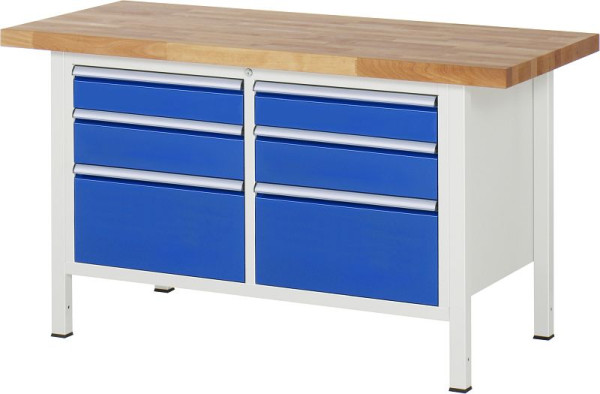 Etabli RAU série 8000 - modèle 8475, L1500 x P700 x H840-1040 mm, base système L1235 x P650 x H800-1000 mm, 03-8475A2-157B4H.11