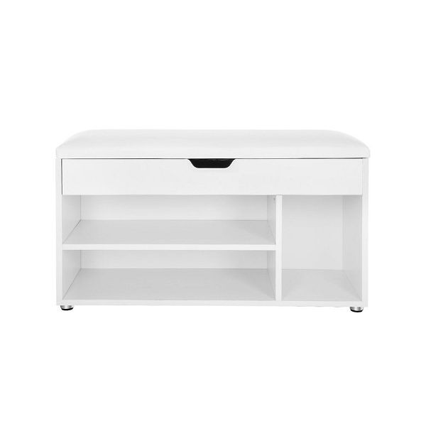 VASAGLE Banc à Chaussures Rembourré 3 Compartiments Blanc, LHS30W