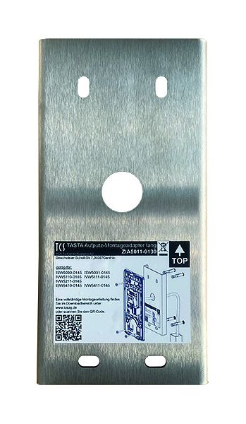 Adaptateur de montage en saillie TCS TASTA pour ISW503x-0145, IVW5211-0145, IVW511x-0145, IVW541x-0145, à placer sur des conduits de câbles, acier inoxydable, ZIA5011-0130