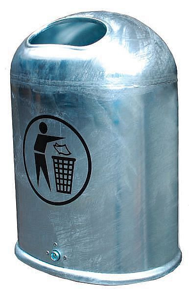 Conteneur à déchets ovale Renner, capacité d'environ 45 L, avec vidage par le bas, galvanisé à chaud, 7035-00FV