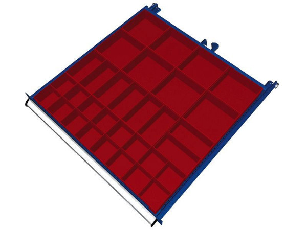 Kit de matériel de séparation KLW pour tiroirs à partir d'une hauteur de compartiment 50 mm (hauteur de caisse 26 mm) dans une armoire SGB, dimension d'armoire 725 x 750 mm L x P, SGB-B10-026