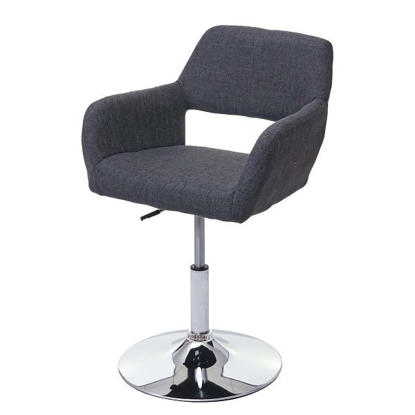 Chaise de salle à manger Mendler HWC-A50 III, chaise de cuisine, rétro années 50, tissu/textile, gris foncé, base chromée, 63936