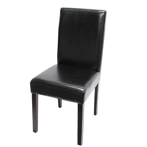 Chaise de salle à manger Mendler Littau, chaise de cuisine, cuir, noir, pieds foncés, 74377