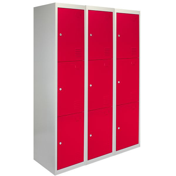 KuKoo 3x armoire vestiaire 3 portes, rouge emballé à plat, 24126