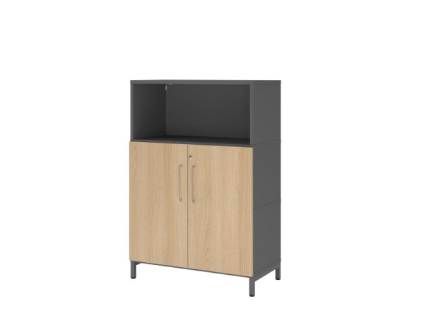 Étagère/portes Hammerbacher, 3OH, base, graphite/chêne, VFW38T2KU/G/E/BS