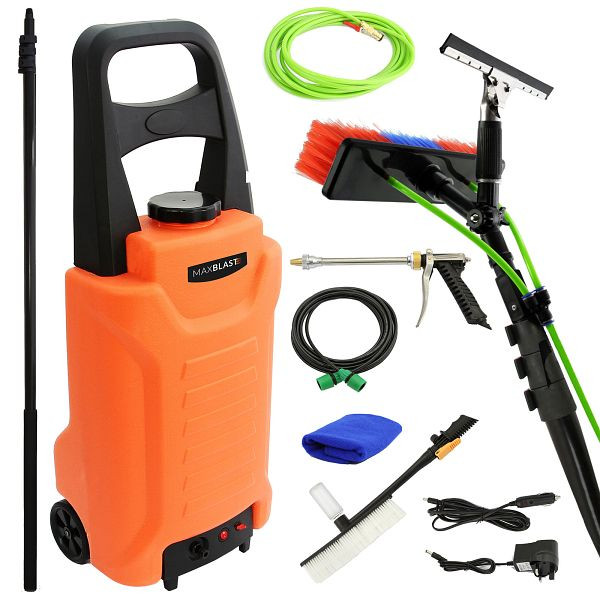 MAXBLAST Perche télescopique à eau de 9,2 m et kit de nettoyage de vitres avec chariot de nettoyage de 30 L, 20029