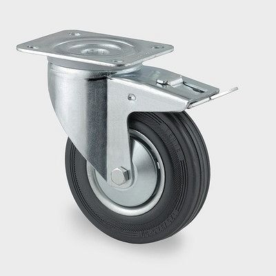 Roulette pivotante TENTE-ROLLEN avec frein, roue Ø 100 mm, capacité de charge 70 kg, hauteur 128 mm, 3477DVJ100P62