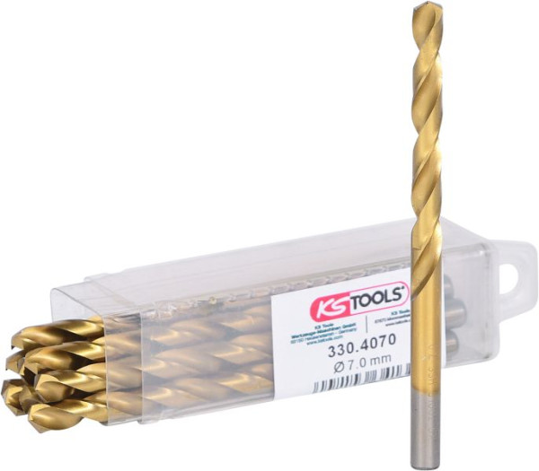 KS Tools Foret hélicoïdal HSS TiN, 7 mm, paquet de 10, 330.4070