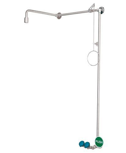 Douche de corps B-SAFETY avec douchette pour les yeux, acier inoxydable, installation au-dessus de la porte, BR 871095, DVGW, 305279