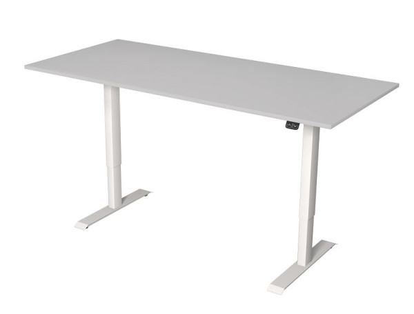 Table assise/debout Kerkmann L 1800 x P 800 mm, réglable en hauteur électriquement de 720 à 1200 mm, gris clair, 10360611